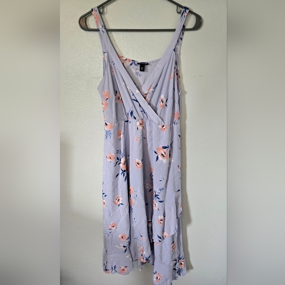 Torrid Blue Floral Faux Wrap Dress Size 00